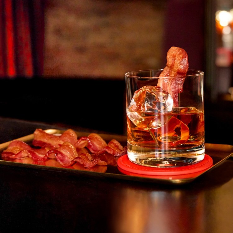 Bacon, including in a glass of bourbon