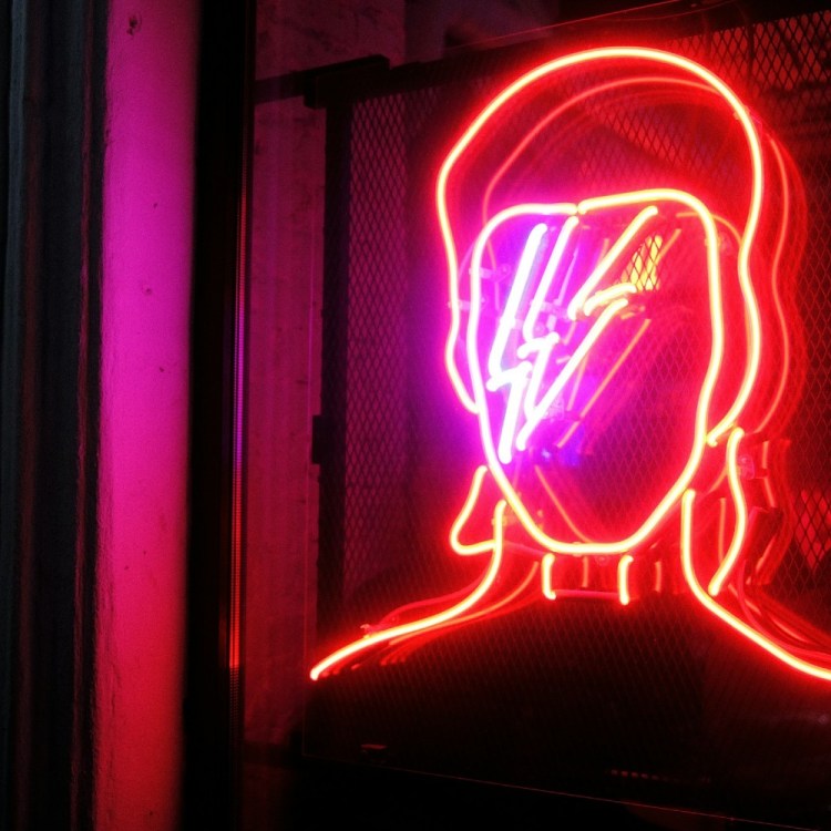 Neon image of David Bowie