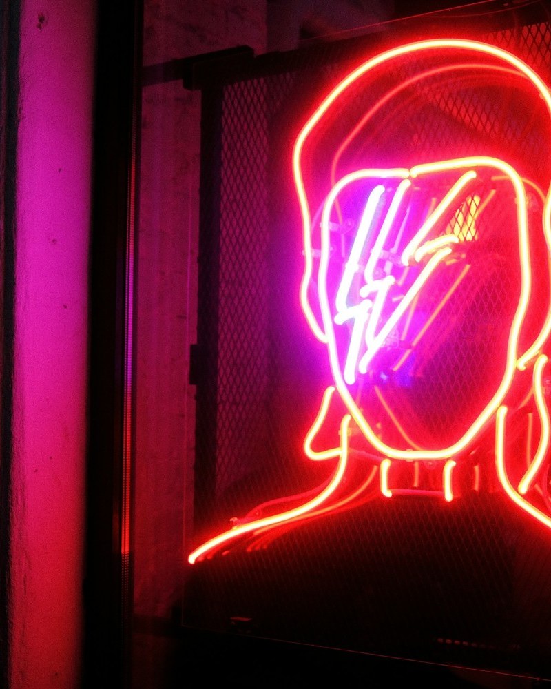 Neon image of David Bowie