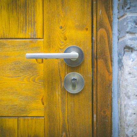 Doorknob on yellow door