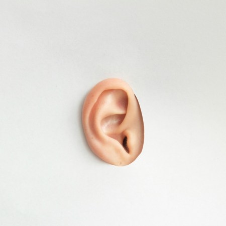 A human ear isolated on a blank background