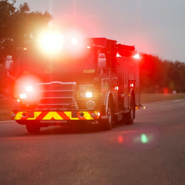 Fire truck with lights on