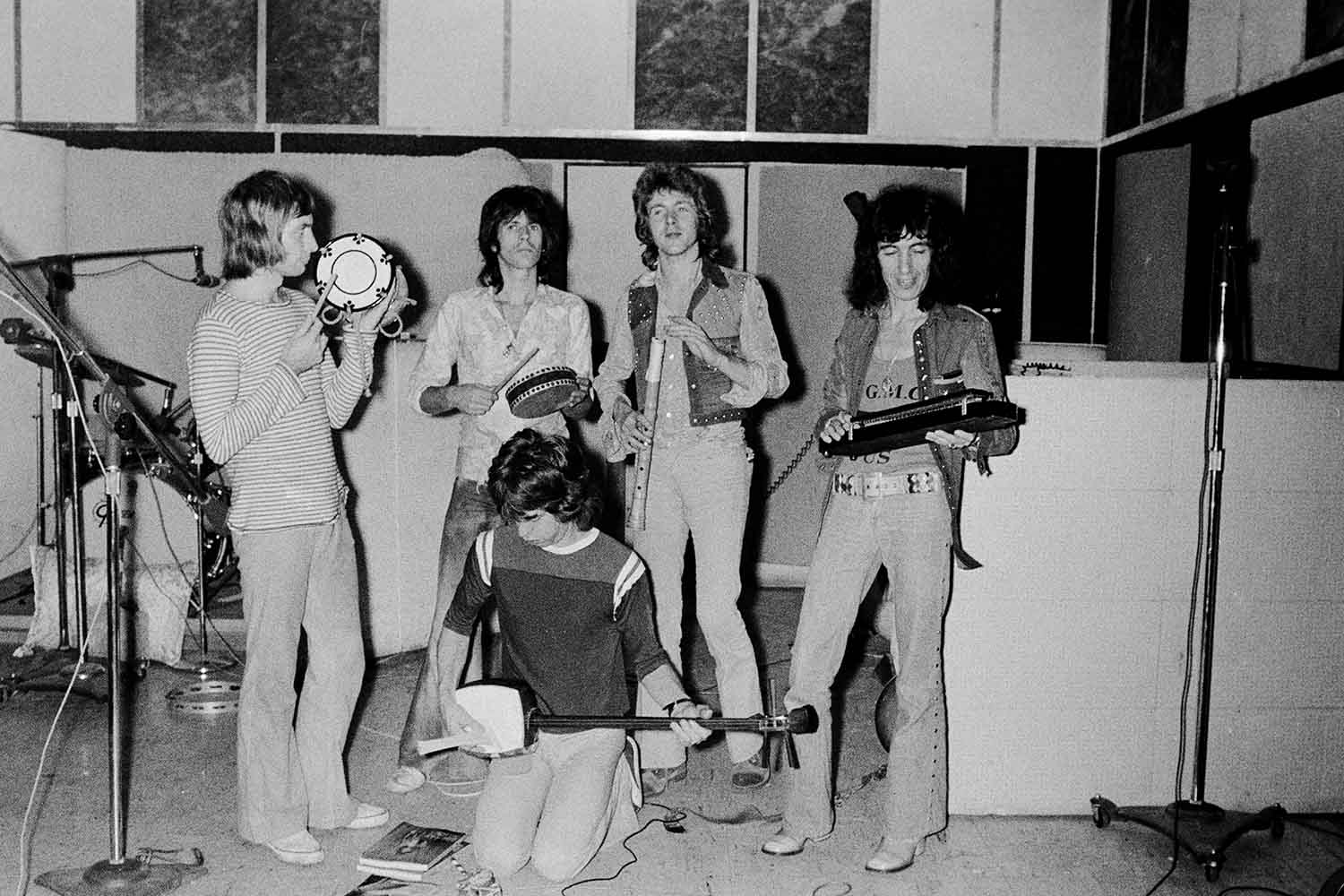 The Rolling Stones during a recording session for Goats Head Soup in Kingston, Jamaica, Courtesy of Koh Hasebe via Getty Images