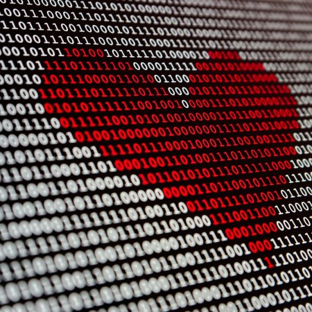Heart over top of binary code