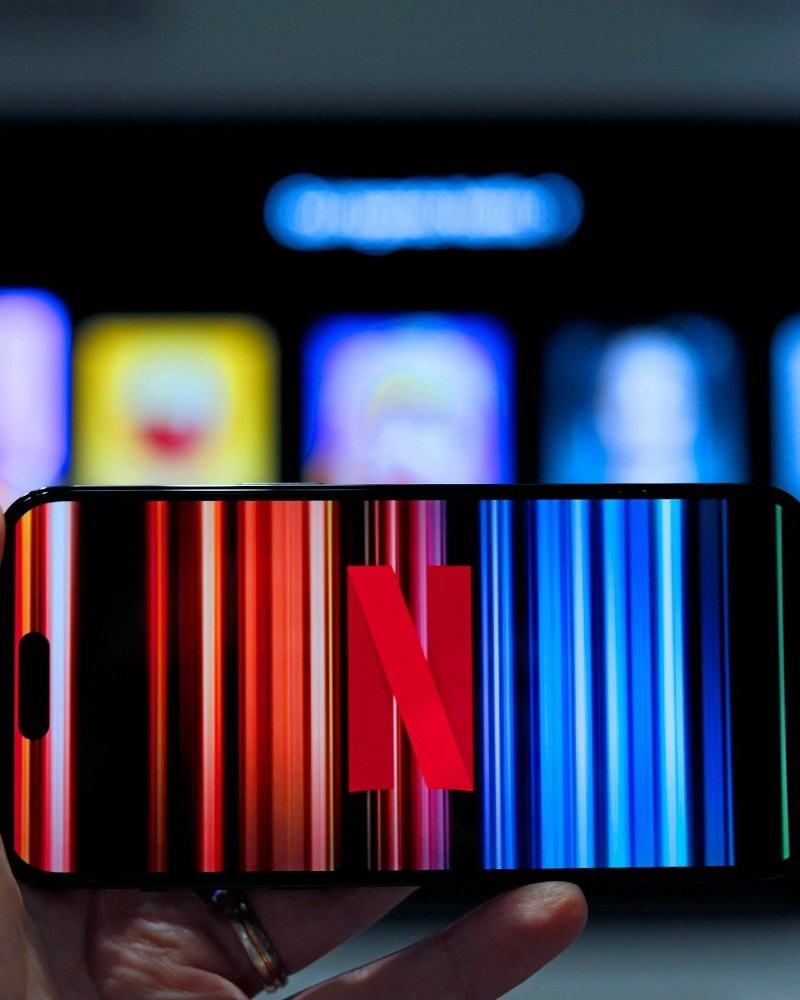 Netflix logo on smartphone
