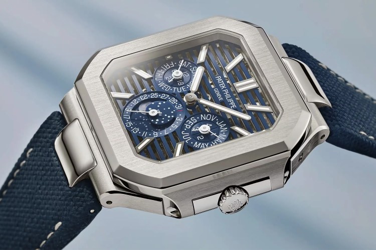 A blue and silver watch