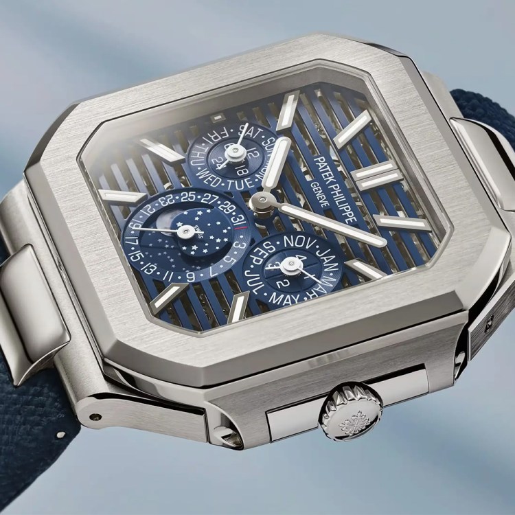 A blue and silver watch