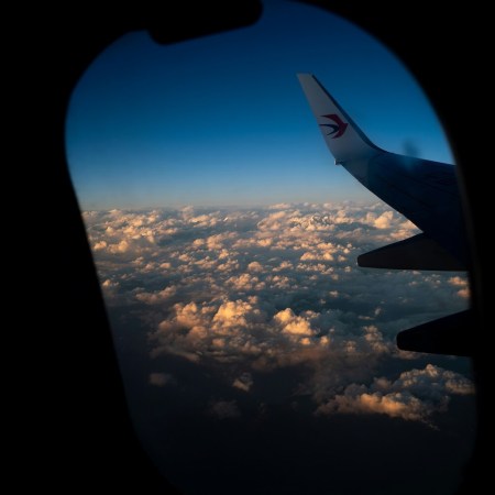 View of clouds from an airplane window