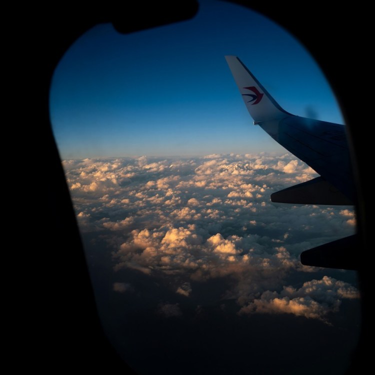 View of clouds from an airplane window