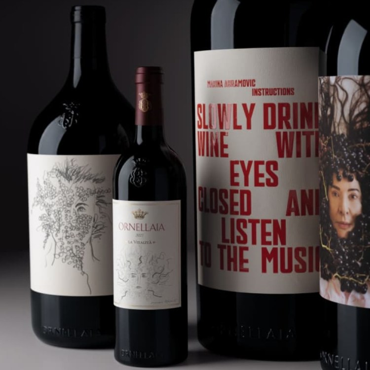 Several wine bottles with distinctive labels