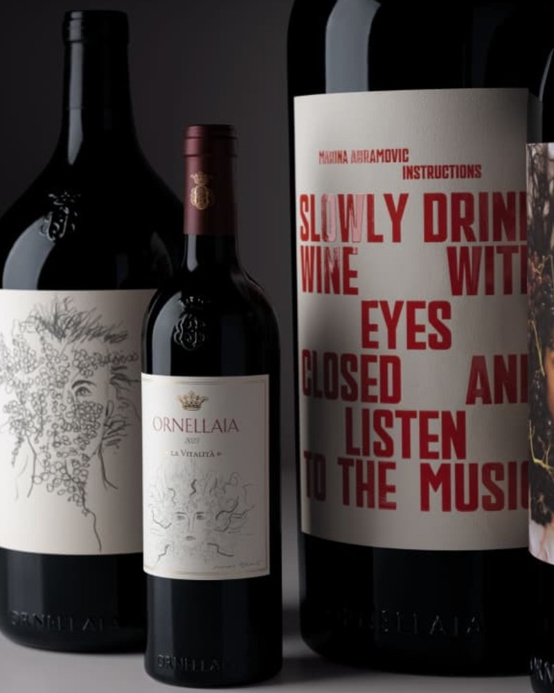 Several wine bottles with distinctive labels