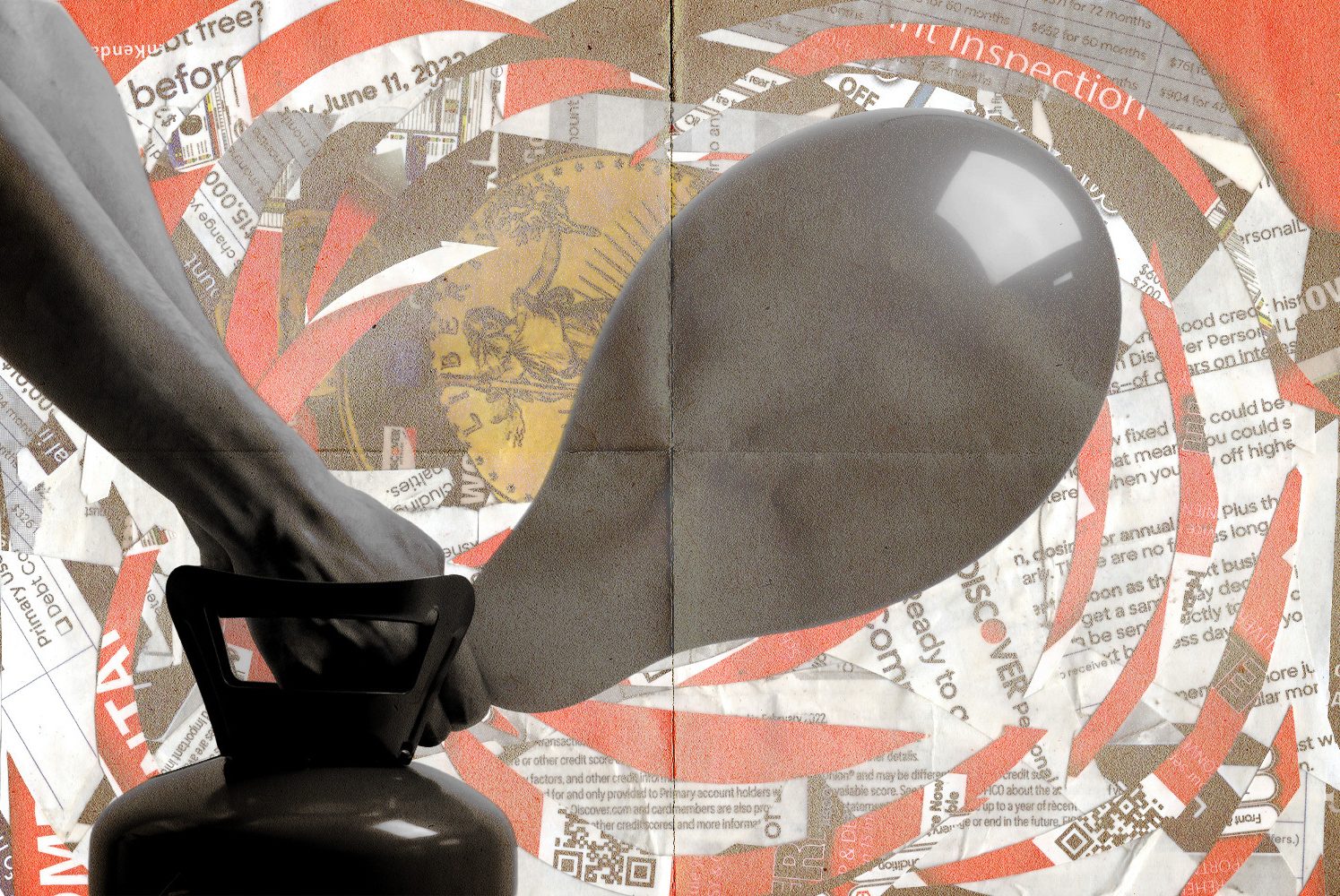 A person blowing up a balloon