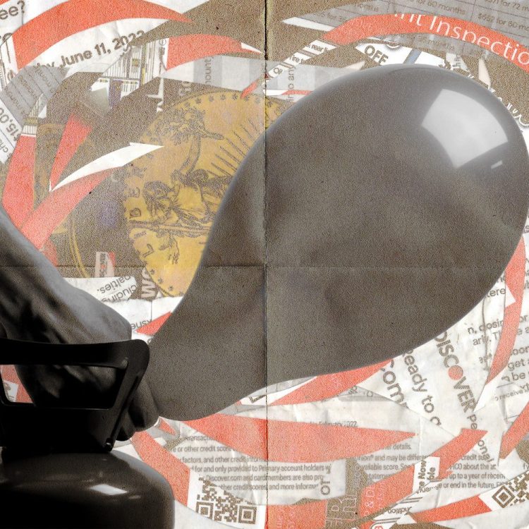 A person blowing up a balloon