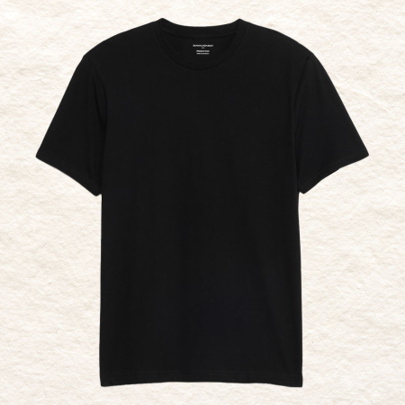 Two men wearing black t-shirts