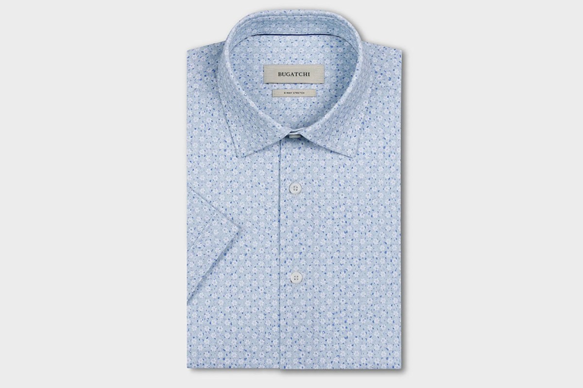 BUGATCHI Miles OoohCotton® Floral Short-Sleeve Shirt