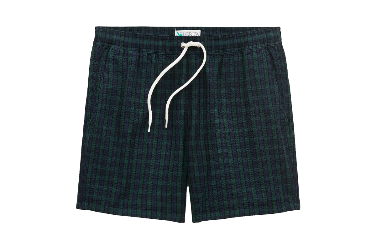 J.Crew 6″ Swim Trunk in Plaid Seersucker