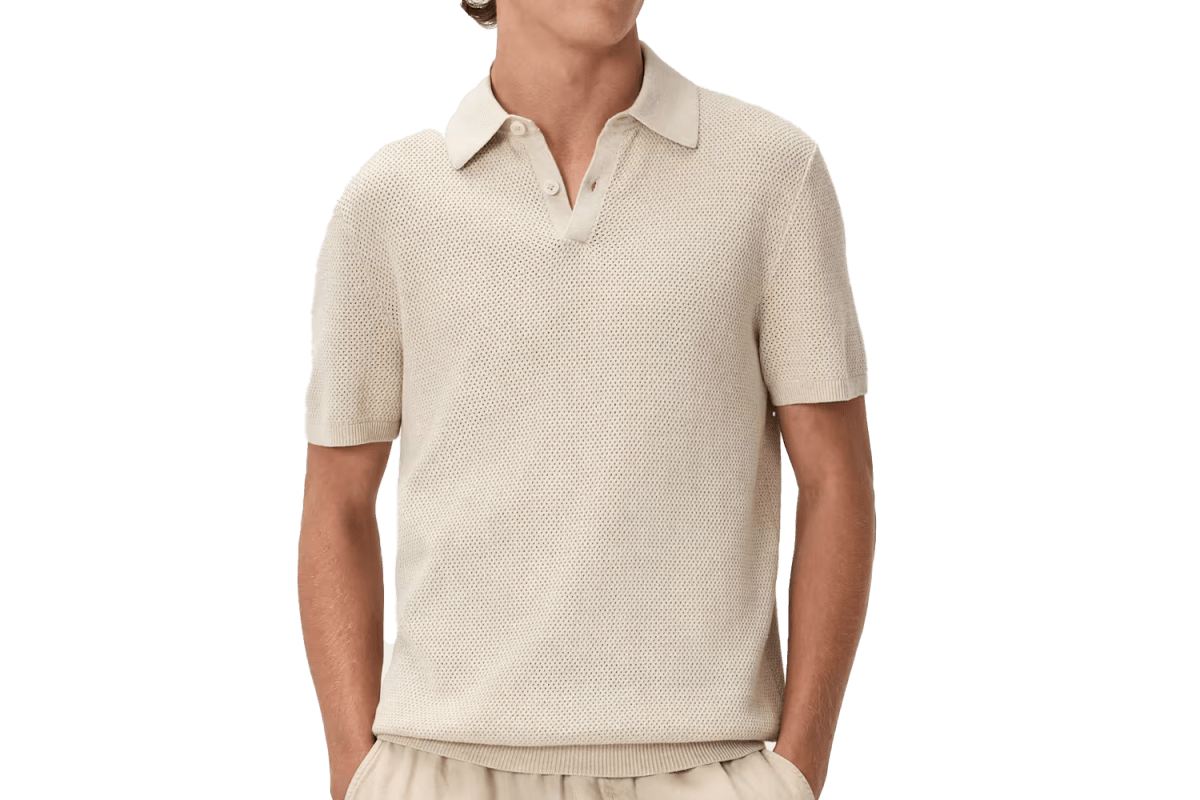 Quince 100% Organic Cotton Mesh-Stitch Sweater Polo
