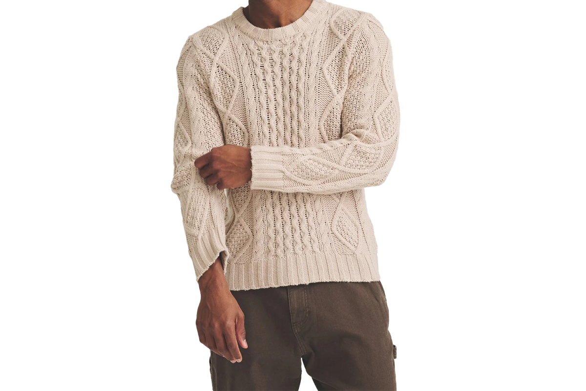Naadam Textured Cotton Cable Crewneck