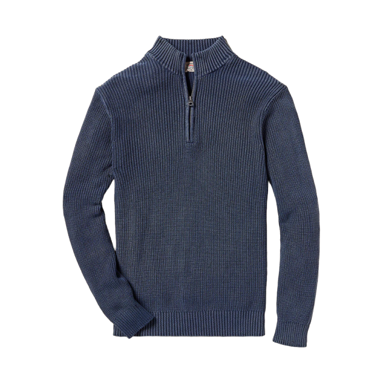 Faherty — ‘Sunwashed Quarter Zip Sweater’ in Blue Nights