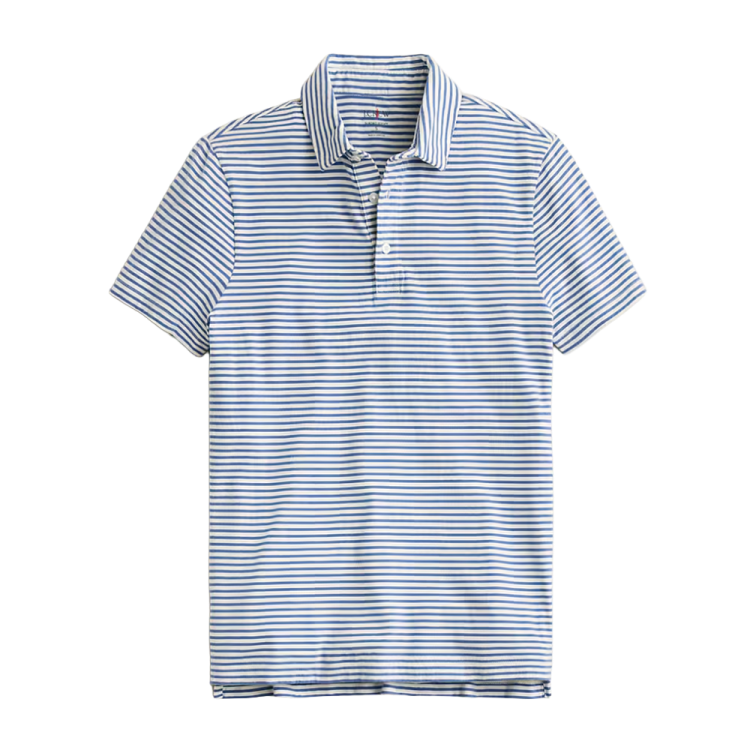 J.Crew — Sueded cotton polo shirt in stripe — $35.50 from $59.50 — 40% off