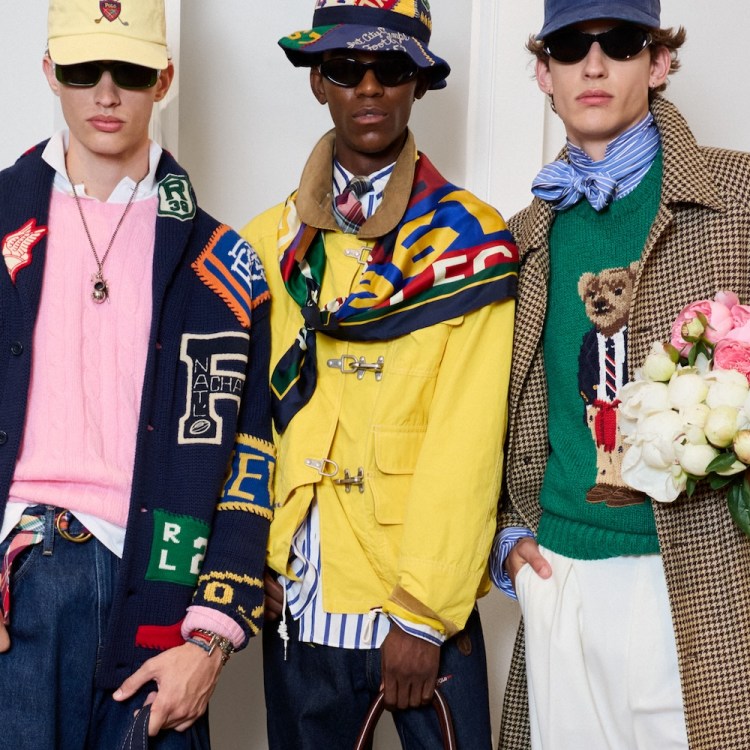 three models from Ralph Lauren's Spring 2027 collection