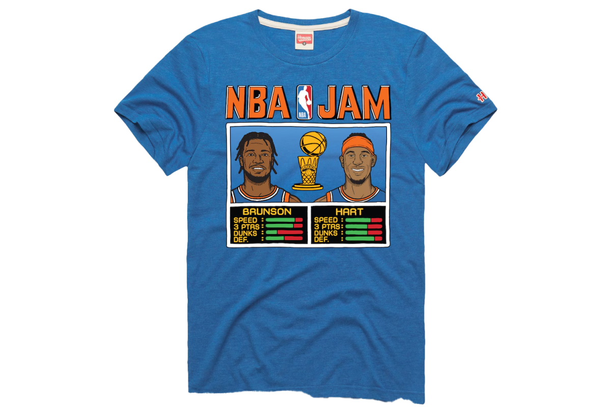 Fanatics Josh Hart & Jalen Brunson New York Knicks 2026 NBA Finals Champions Jam T-Shirt