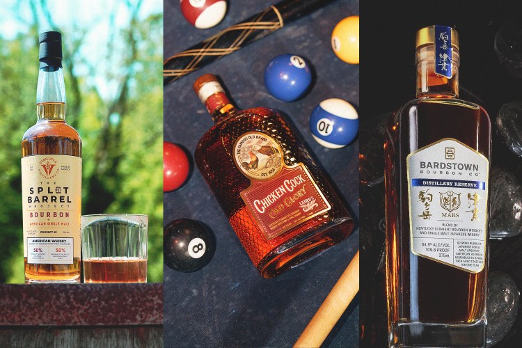 Three bottles of blended spirits