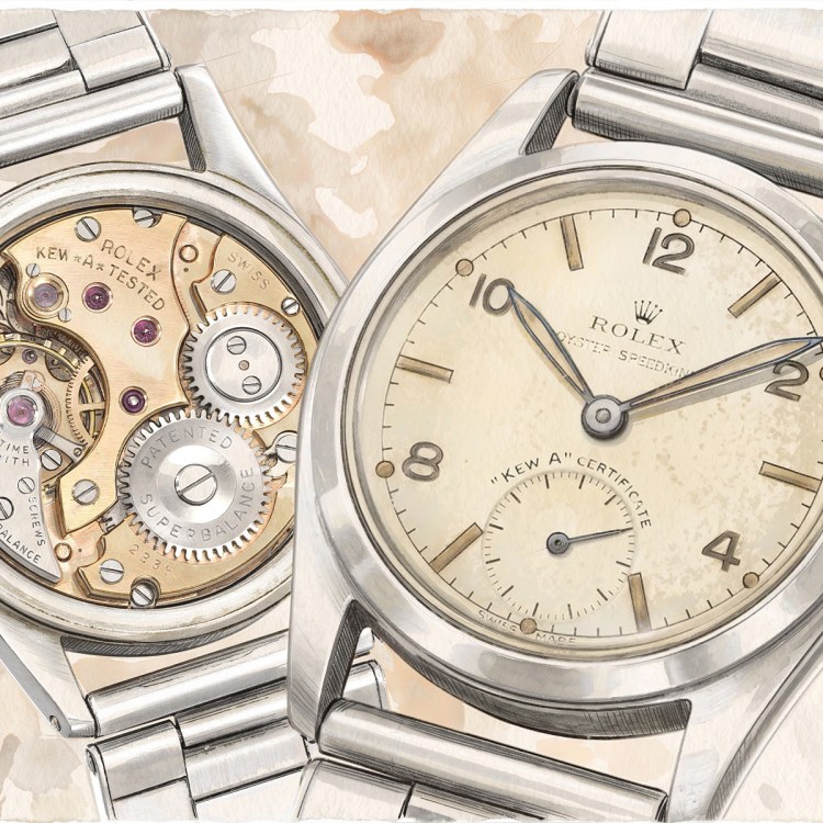 The front and back sides of a chronograph