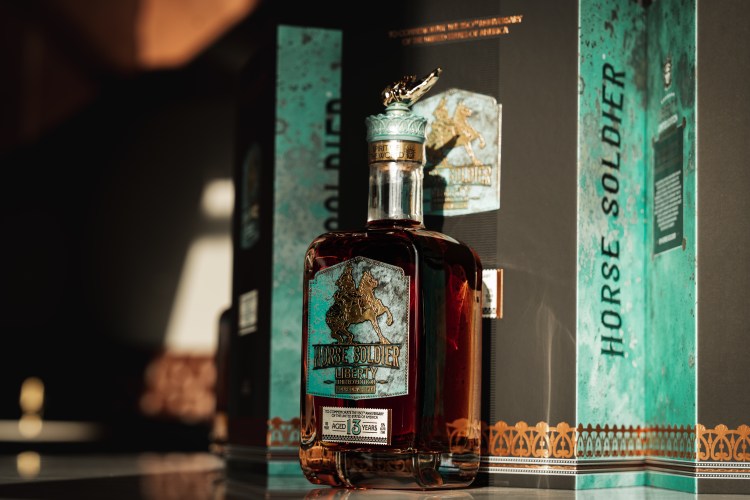 A package of Horse Soldier "Liberty" bourbon on a table