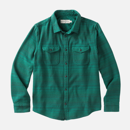 green button down on grey background