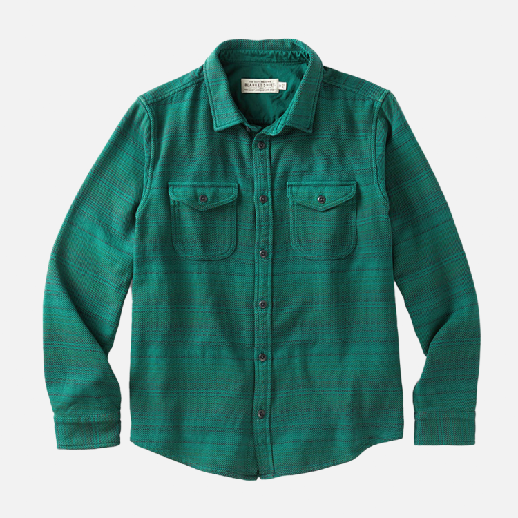 green button down on grey background