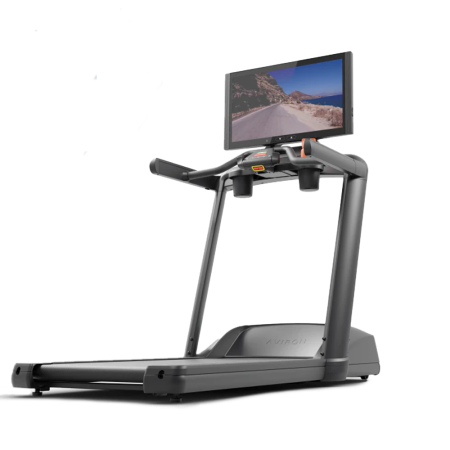 at home treadmill with TV screen attached on transparent background