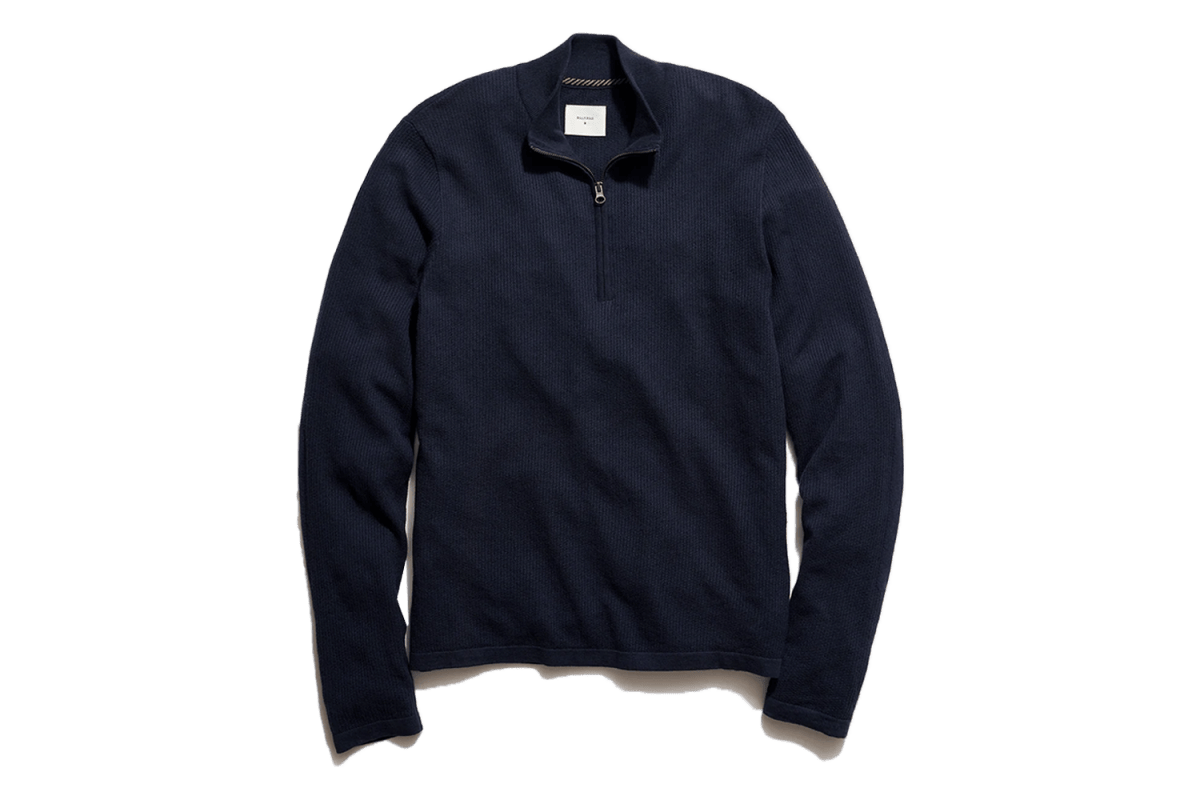 Billy Reid Fine Gauge Textured Half Zip