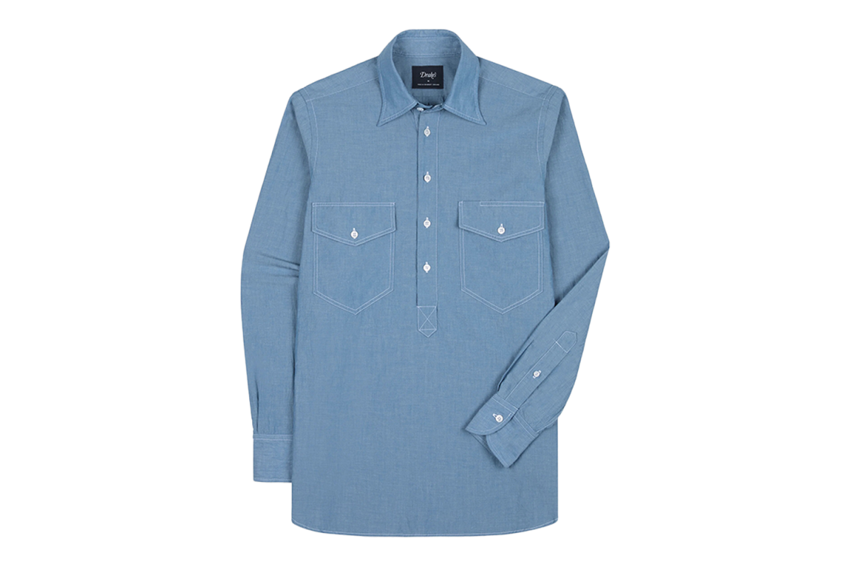Drake’s Cotton-Linen Popover Work Shirt