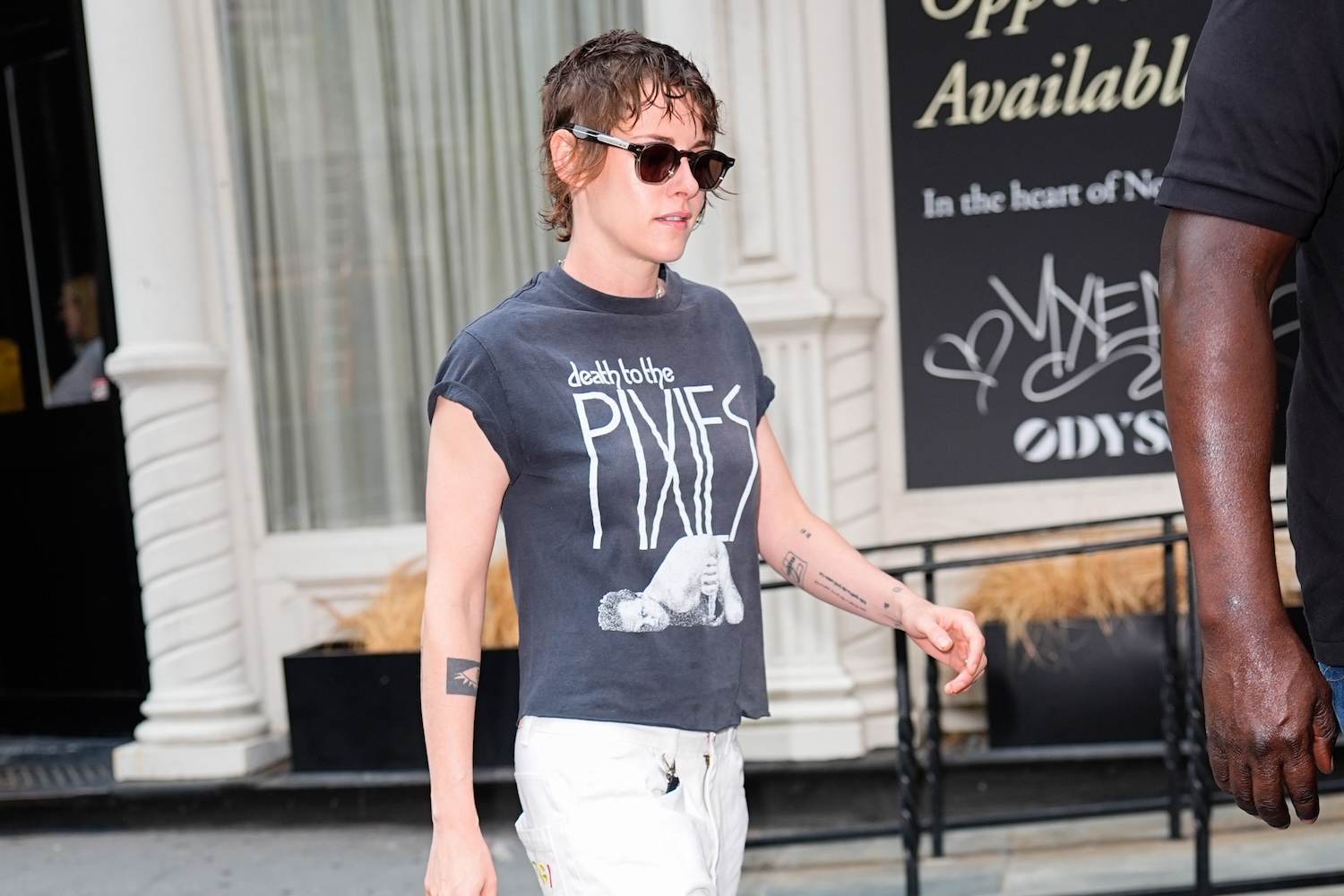 a photo of Kristen Stewart in a black vintage Pixies T-shirt
