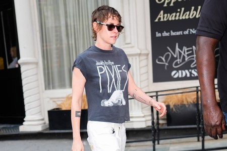 a photo of Kristen Stewart in a black vintage Pixies T-shirt