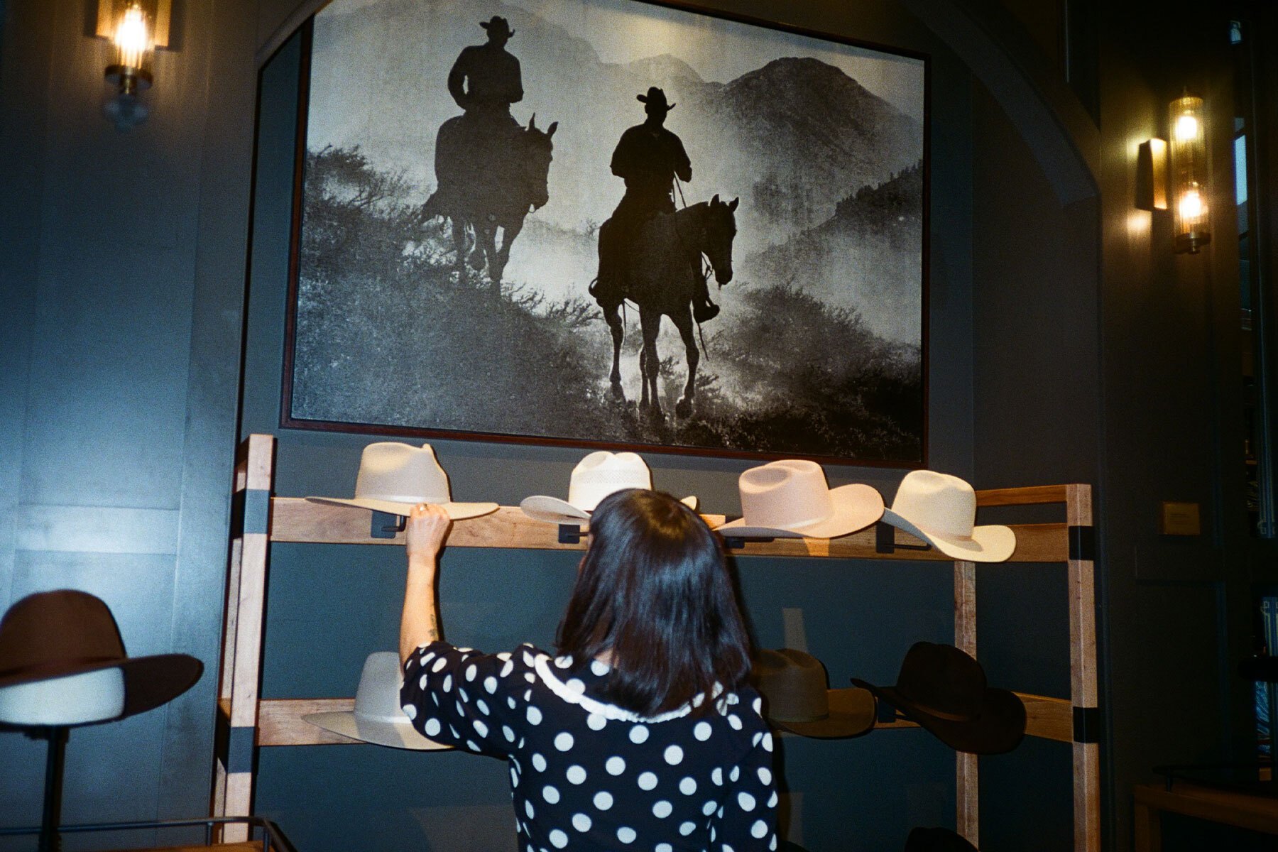 Perusing the cowboy hats at Tecovas