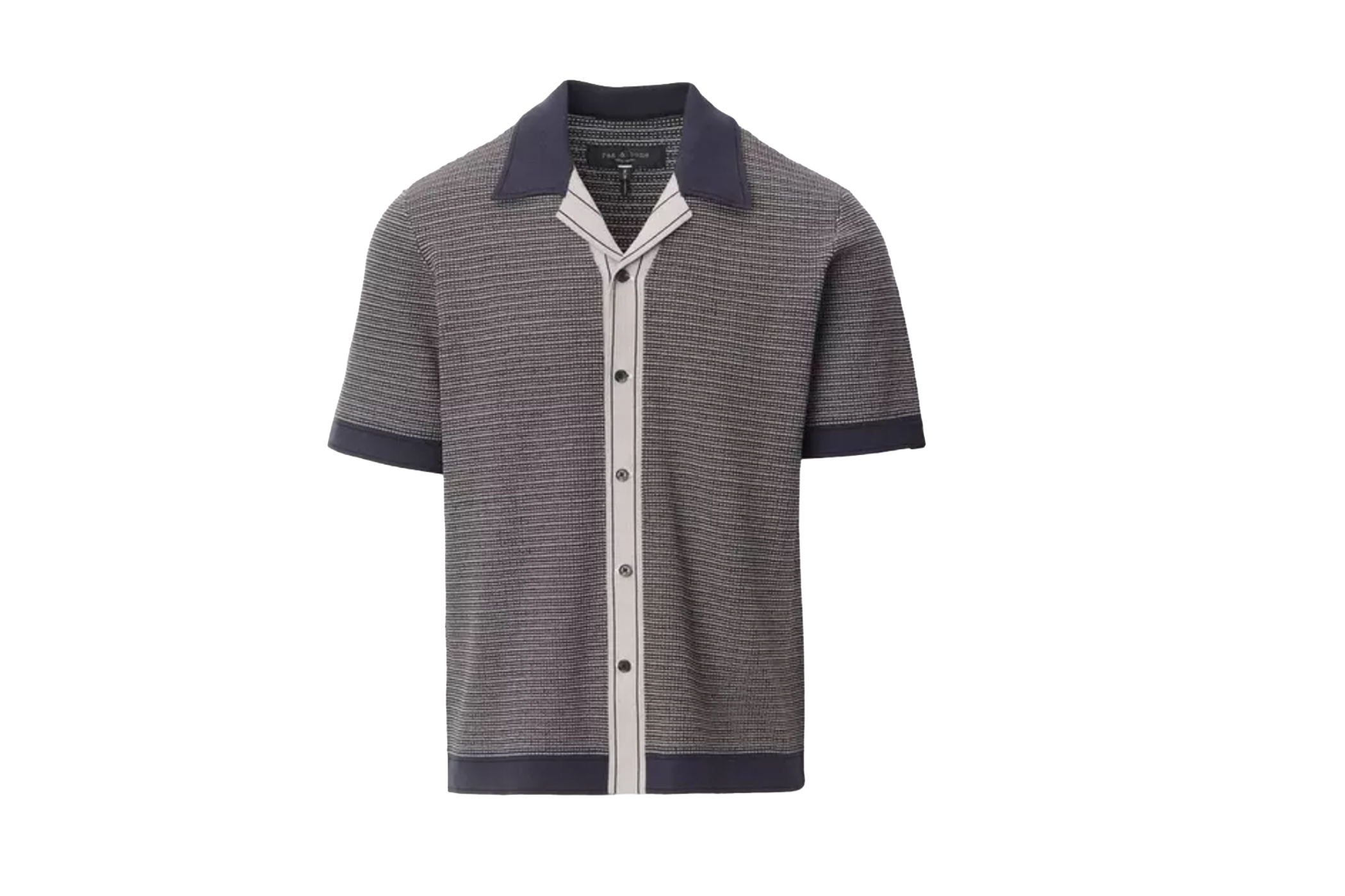 Rag & Bone Harvey Contrast-Trim Knit Camp Shirt