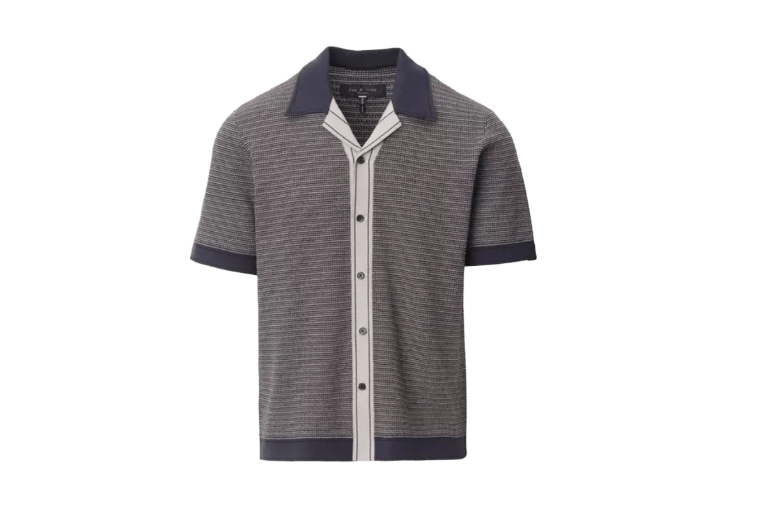 Rag & Bone Harvey Contrast-Trim Knit Camp Shirt