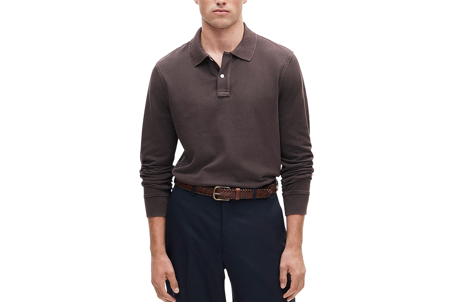 J.Crew Long-Sleeve Washed Piqué Polo Shirt