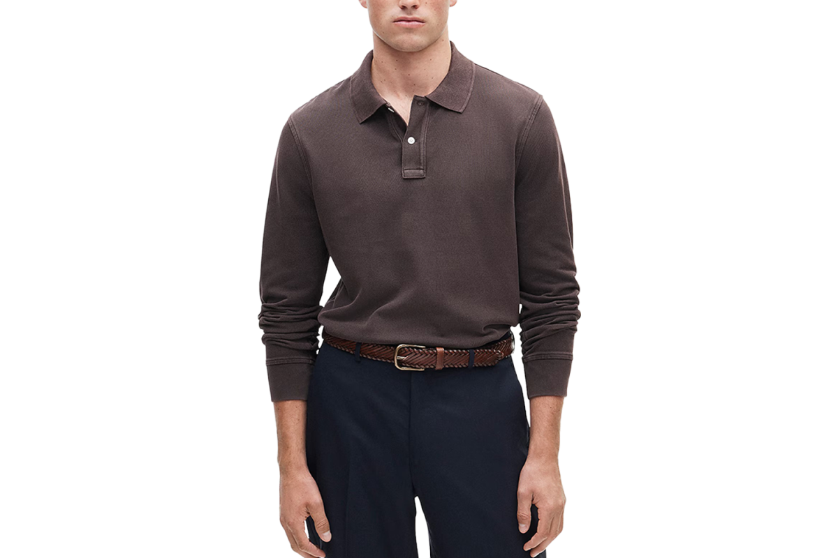 J.Crew Long-Sleeve Washed Piqué Polo Shirt
