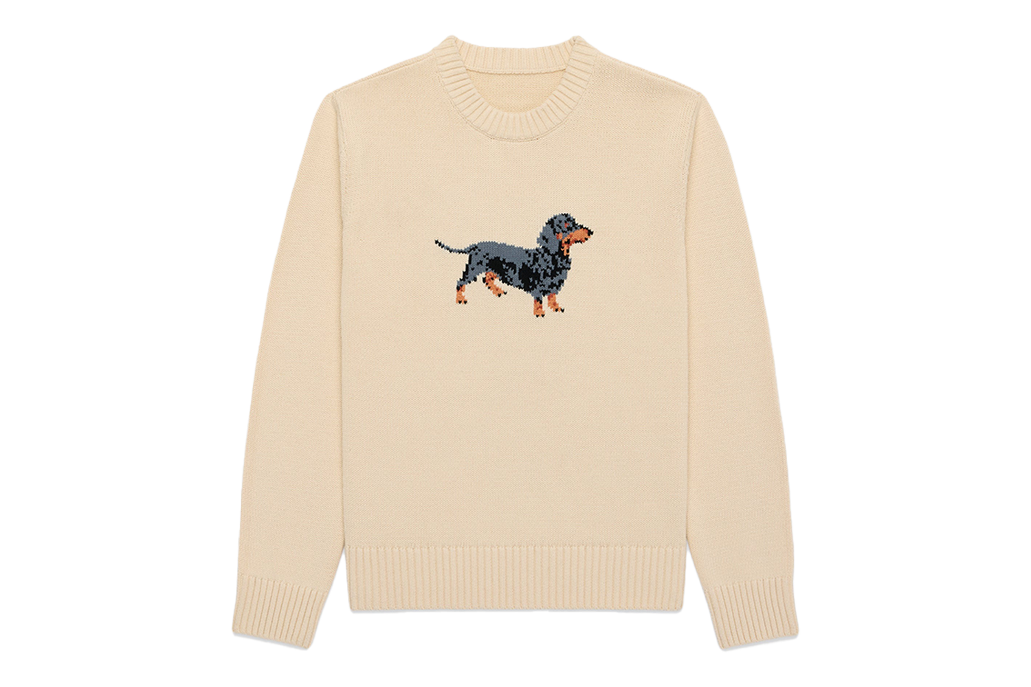 J.Press Dachshund Intarsia Knit Cotton Sweater