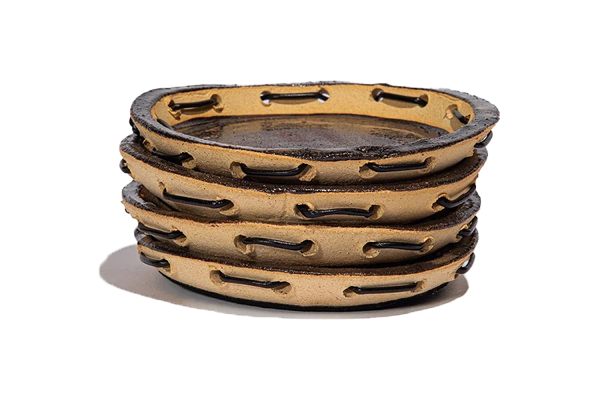 Staud Ceramic Leather Coaster Set