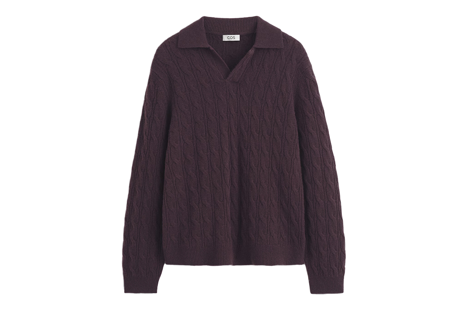 Cos Cable-Knit Cashmere Polo Sweater
