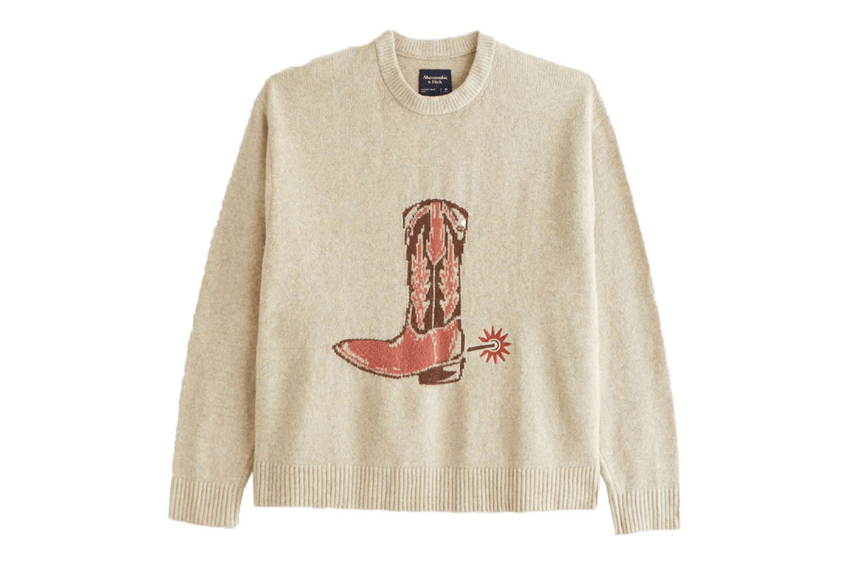 Abercrombie & Fitch Oversized Western Graphic Crew Sweater