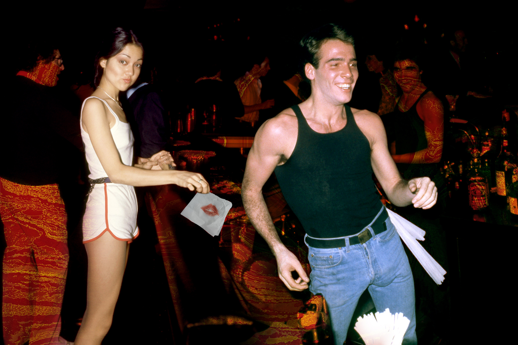 Bartenders manning the stick at the infamous Studio 54 in NYC.